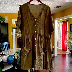 Cute olive green house dress or casual dress!